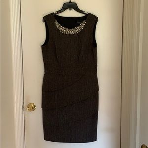 Charcoal Grey Sheath with Pearl Neckline